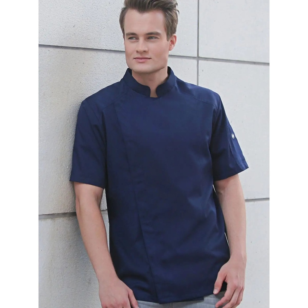 (KJM29) Short-Sleeve Chef Jacket Modern-Look