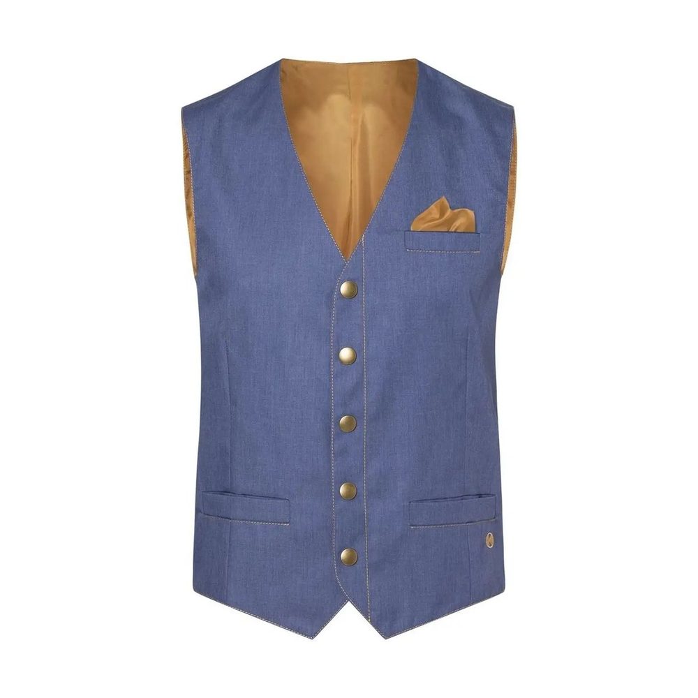 [KWM3-15-46/52] (KWM3) Men's Waistcoat Jeans-Style (46/52, Vintage Blue)
