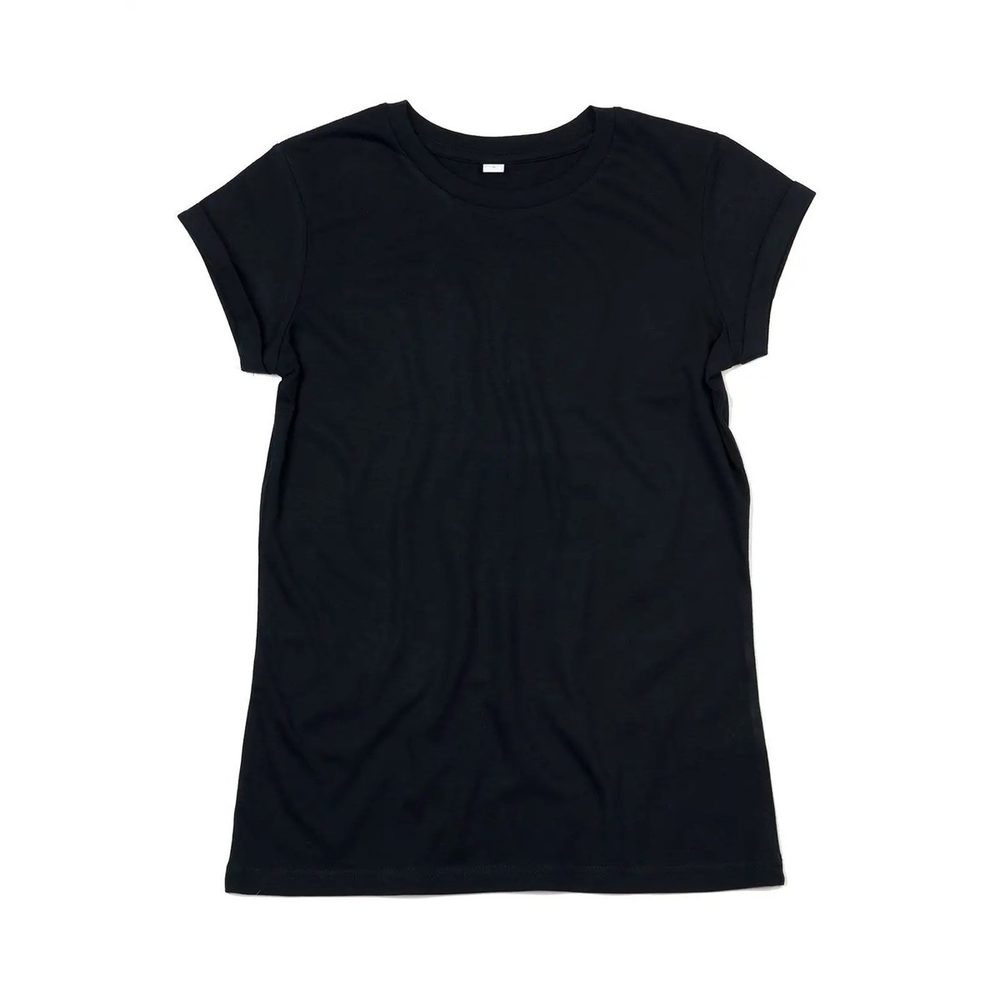 [MAM81-BK-L] (MAM81) Women's Roll Sleeve T (L, Black)
