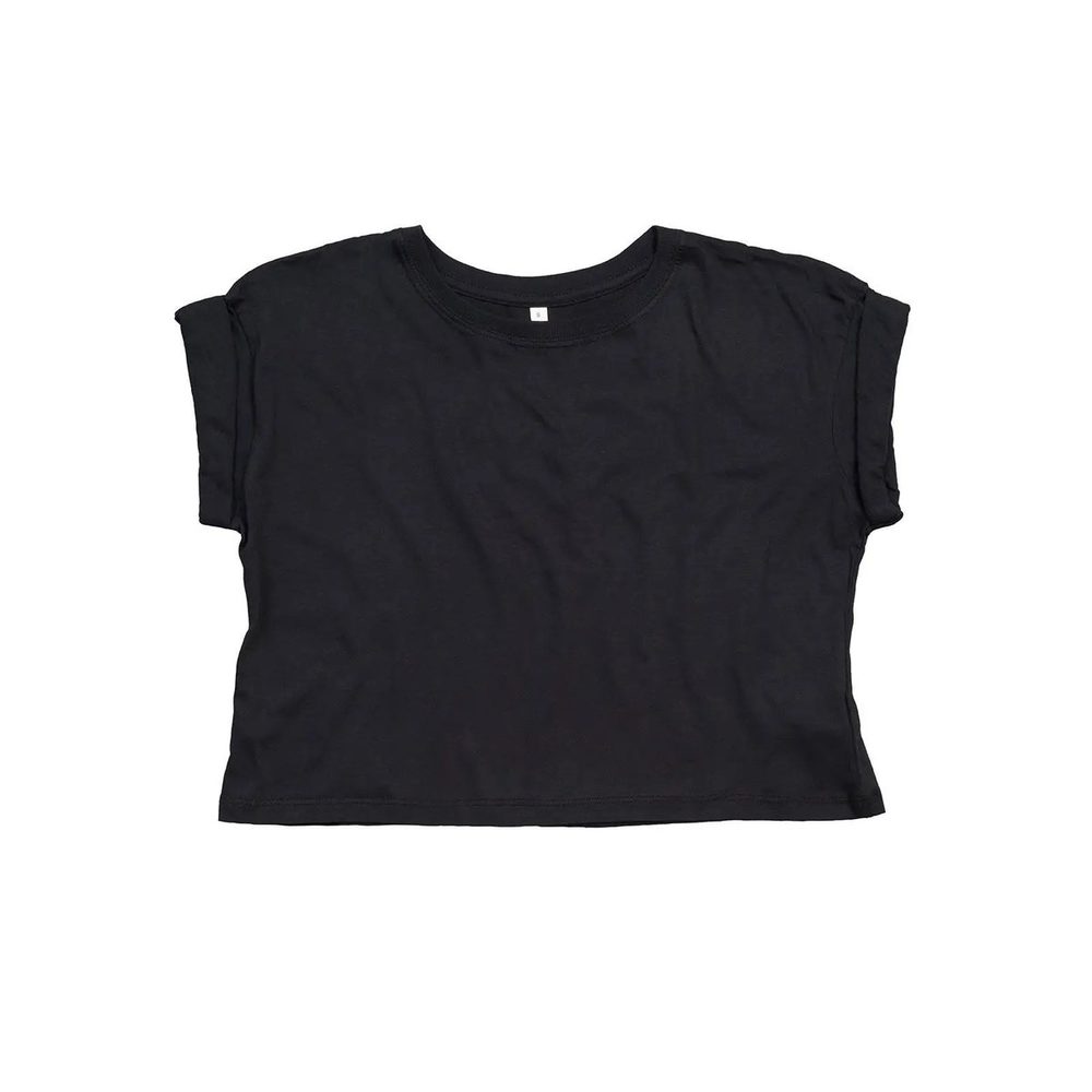[MAM96-BK-L] (MAM96) Women's Organic Crop Top T (L, Black)