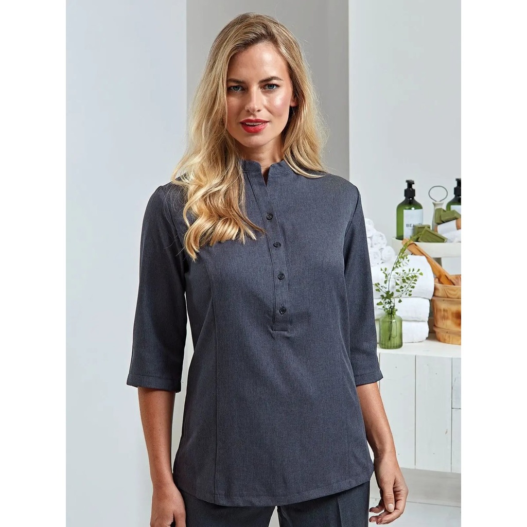 (PR685) Verbena Linen Look Button Up Beauty Tunic