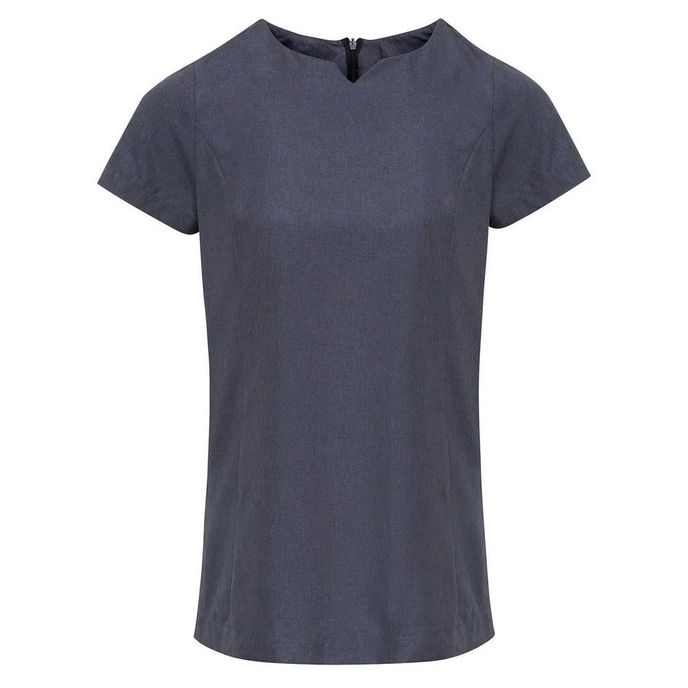 [PR688-BKHE-3XL] (PR688) Viola Linen Look Cut Neck Beauty Tunic (3XL, Black Heather)