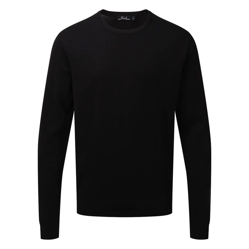 [PR692-BLAC-3XL] (PR692) Men's Crew Neck Cotton Rich Knitted Sweater (3XL, Black)