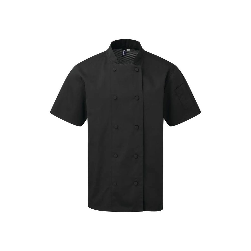 [PR902-BLAC-L] (PR902) Chef's Coolchecker® Short Sleeve Jacket (L, Black)