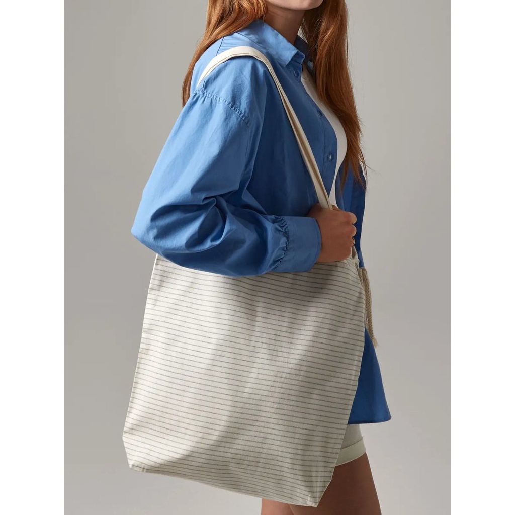 (W251) Striped Organic Cotton Tote
