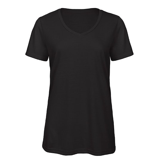 [1000205188] (TW058) Women´s V-Neck Triblend T-Shirt [BCTW058] (XS, Black)