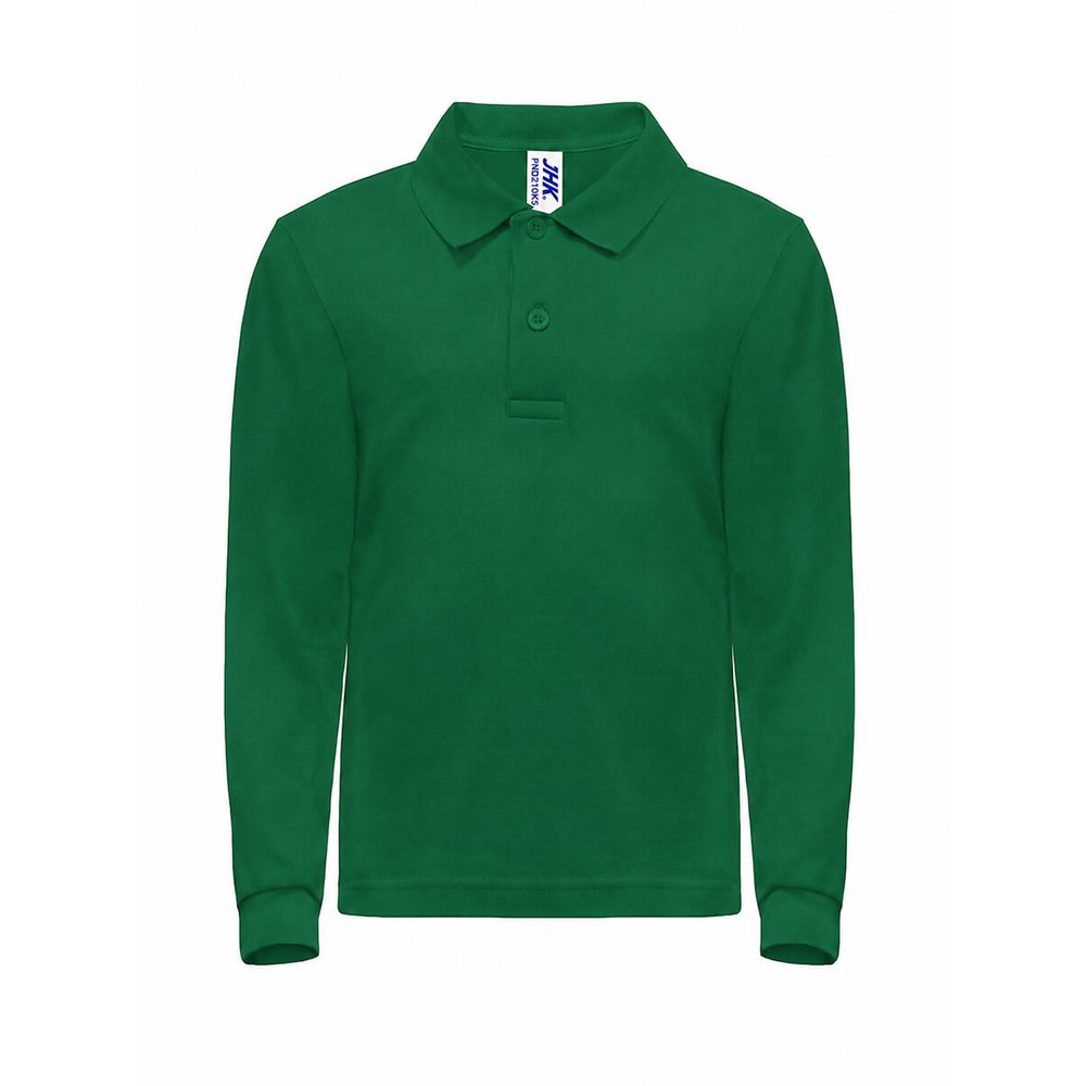 [BSPKIDLSKG1/2] (PKID210LS) Polo Bambino Manica Lunga Regular (1/2, Kelly Green)