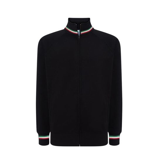 [SWRAFUZIPITABK3XL] (SWRAFUZIPITA) Felpa Unisex Zip Intera Premium Italia (3XL, Black)