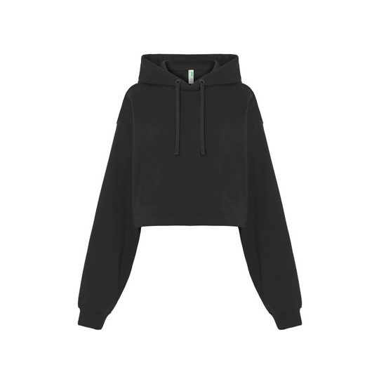 [SWULCROPBKL] (SWULCROP) Felpa Donna Cappuccio Regular Cropped (L, Black)