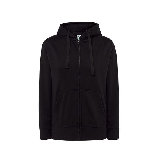 [SWULHOOD240BKL] (SWULHOOD240) Felpa Donna Cappuccio E Zip Leggera French Terry (L, Black)