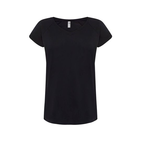 [TSLSEABKL/XL] (TSLSEA) T-Shirt Donna Manica Corta Collo A V Urban Sea (L/XL, Black)