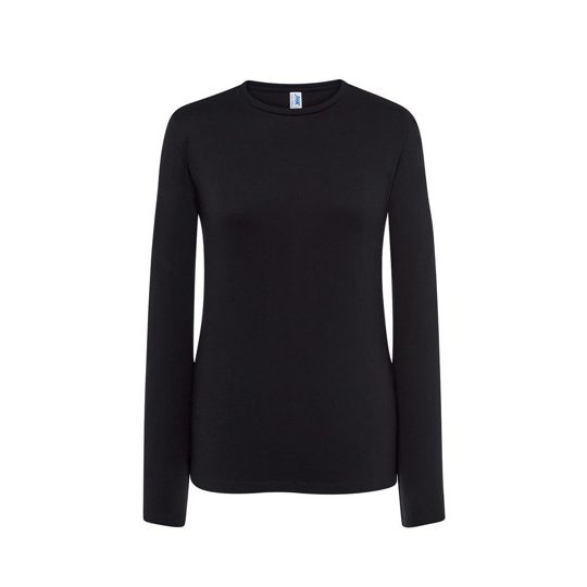 [TSRLCMFLSBKL] (TSRLCMFLS) T-Shirt Donna Manica Lunga Regular (L, Black)