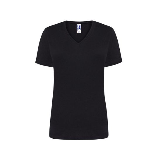 [TSRLCMFPBKL] (TSRLCMFP) T-Shirt Donna Manica Corta Collo A V Regular (L, Black)