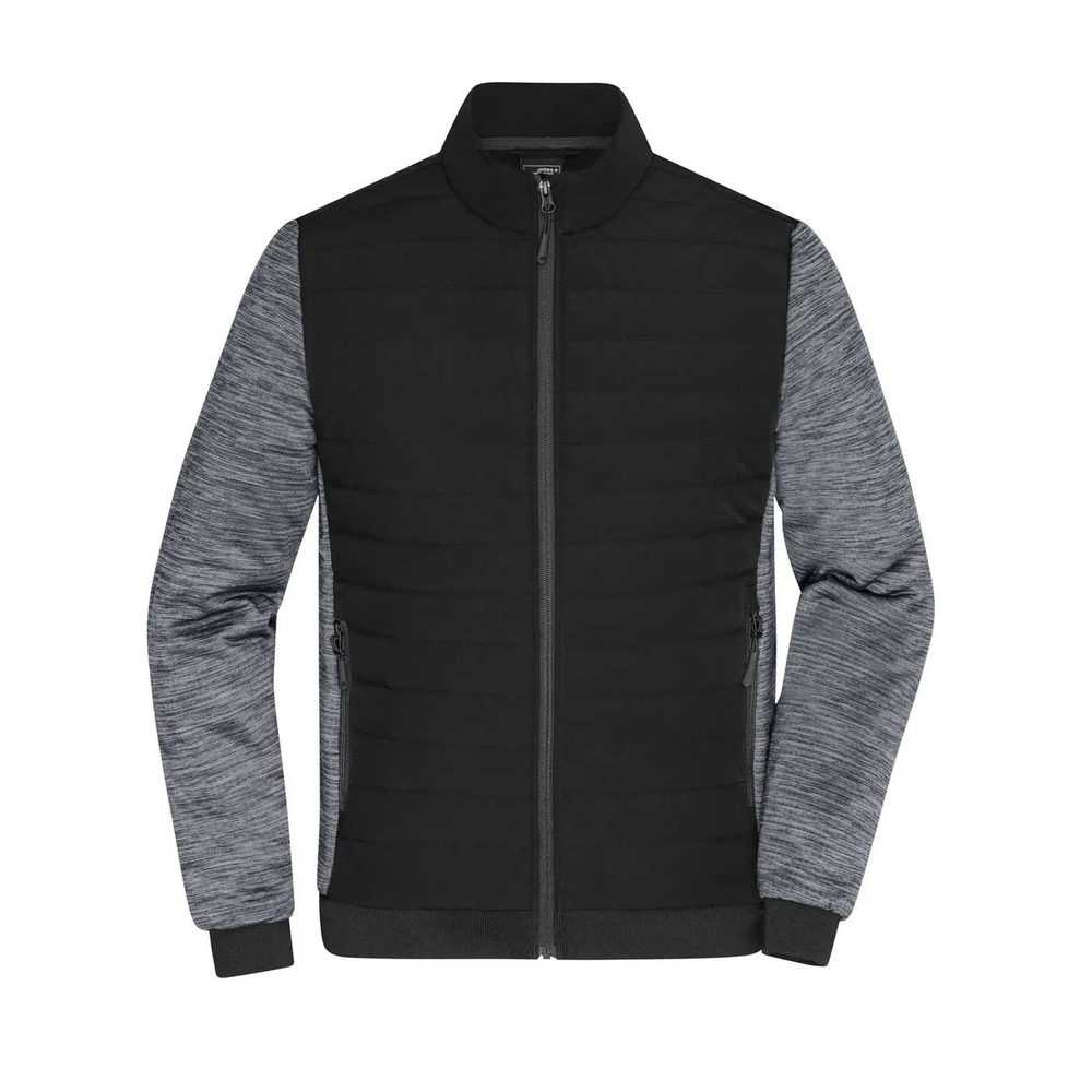 [JN1866-BLCBM+-4XL] (JN1866) Men's Padded Hybrid Jacket (4XL, Black / Carbon-Melange)