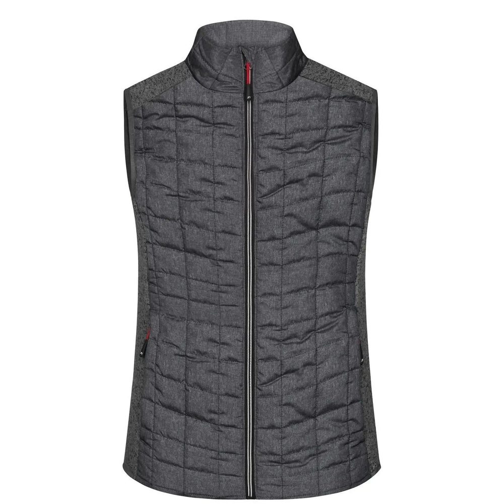 [JN739-GMANM-L] (JN739) Ladies' Knitted Hybrid Vest (L, Grey-Melange / Anthracite-Melang)