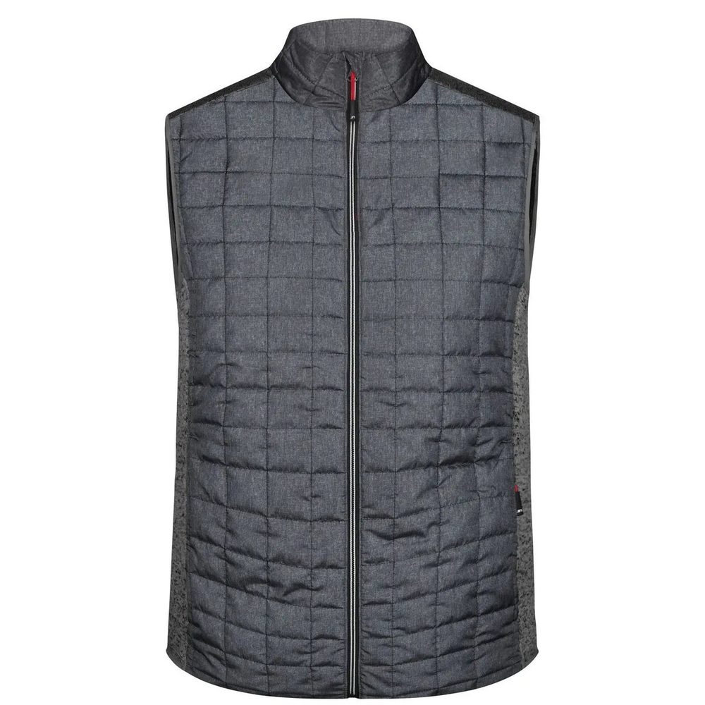 [JN740-GMANM-3XL] (JN740) Men's Knitted Hybrid Vest (3XL, Grey-Melange / Anthracite-Melang)