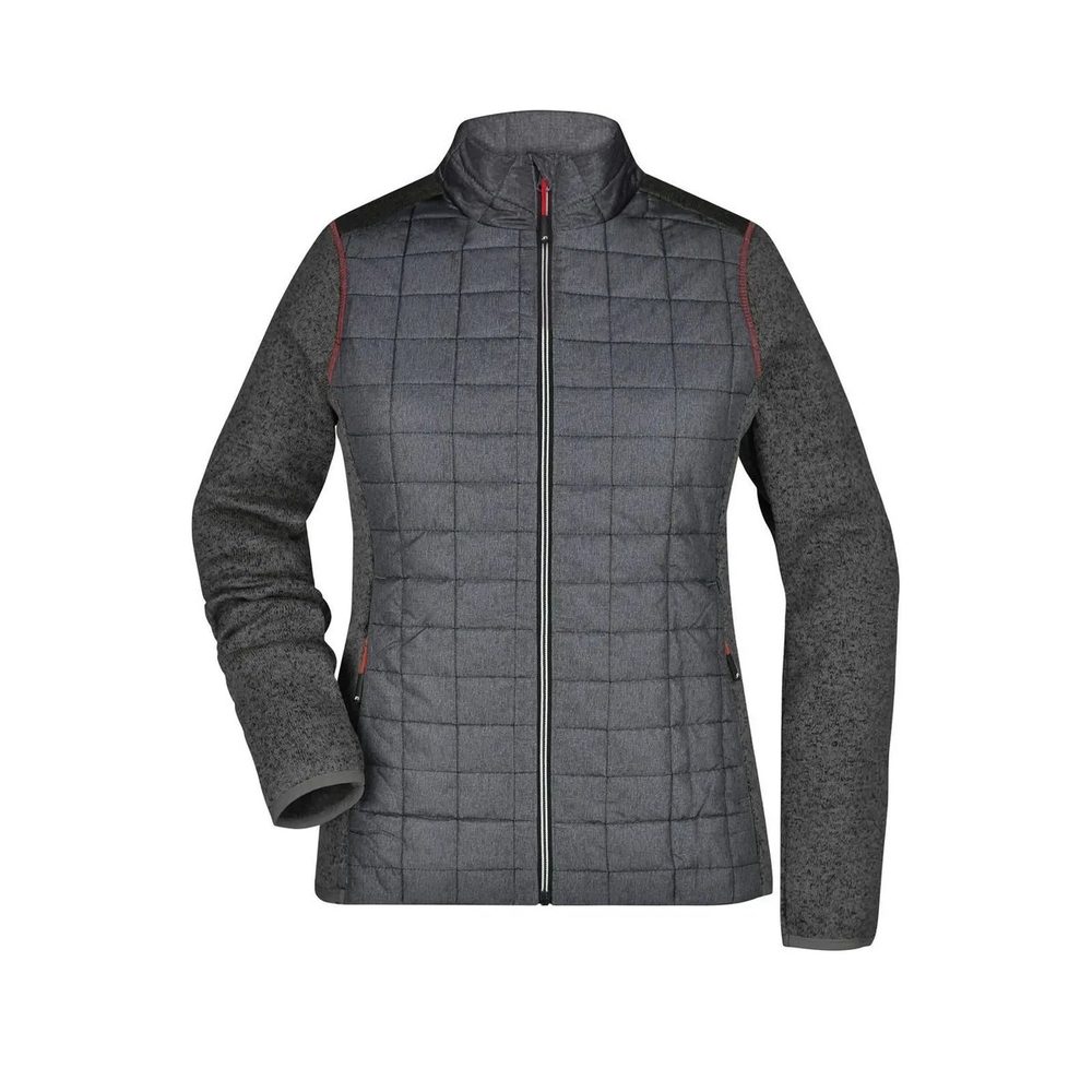 [JN741-GMANM-L] (JN741) Ladies' Knitted Hybrid Jacket (L, Grey-Melange / Anthracite-Melang)
