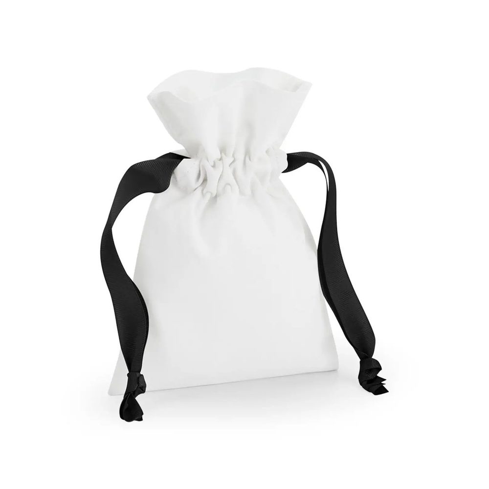 [W121S-SWHB-UNICA] (W121S) Cotton Gift Bag With Ribbon Drawstring (Soft White / Black)