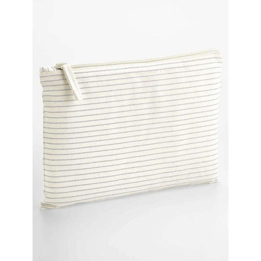 [W253L-GST-UNICA] (W253L) Striped Organic Cotton Accessory Pouch (Grey Stripe)