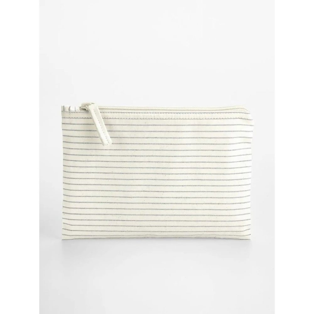 [W253M-GST-UNICA] (W253M) Striped Organic Cotton Accessory Pouch (Grey Stripe)