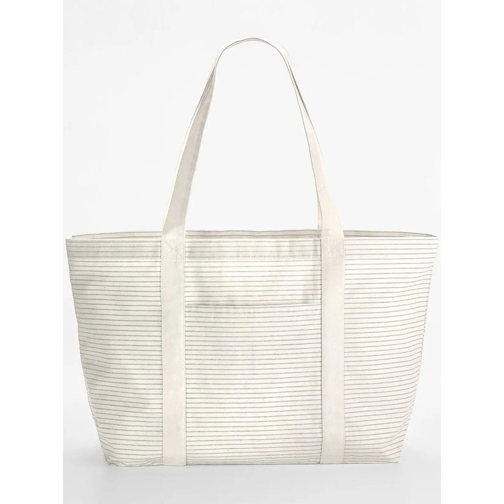 [W255-GST-UNICA] (W255) Striped Organic Cotton Shopper (Grey Stripe)