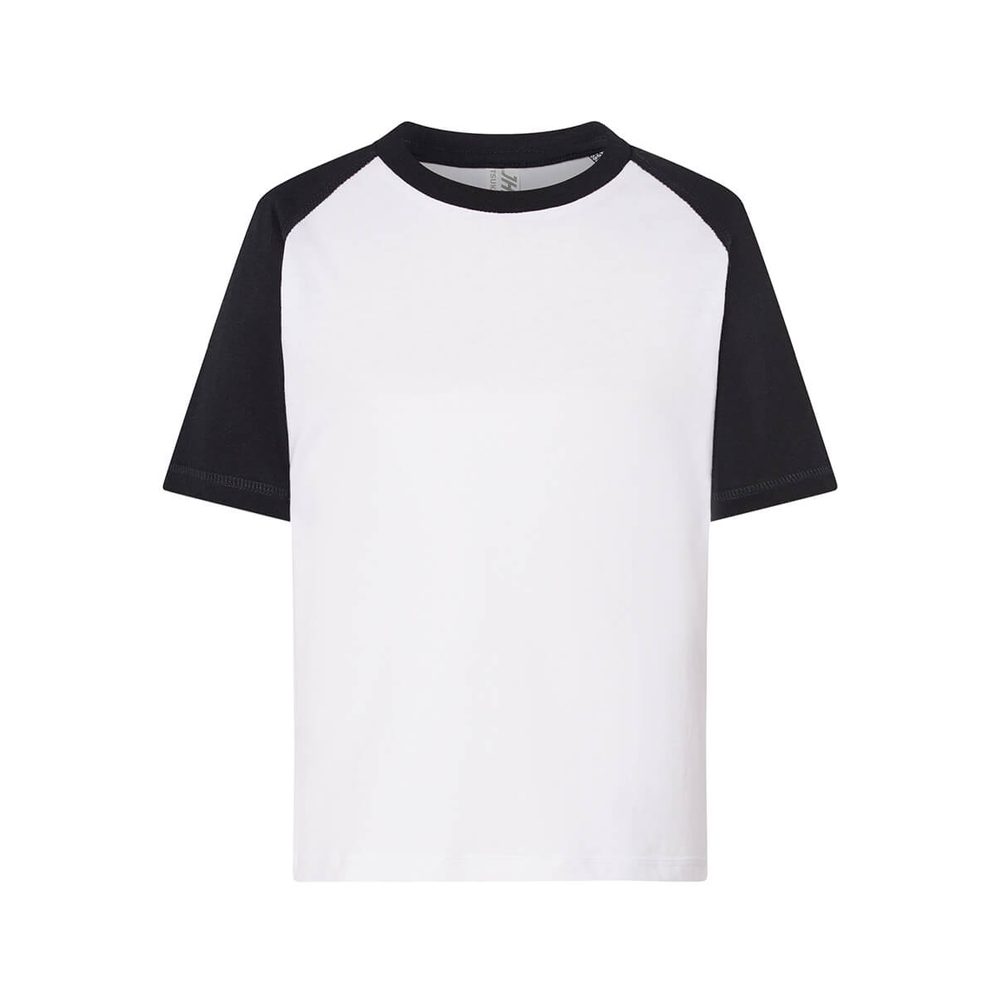 [TSUKBSBWHBK12-14] (TSUKBSB) T-Shirt Bambino Manica Corta Baseball (12/14, White / Black)