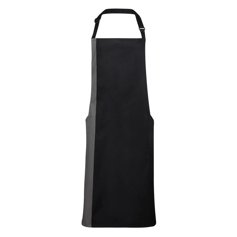 [PR162-BKDG-UNICA] (PR162) Contrast Bib Apron (Black / Dark Grey)