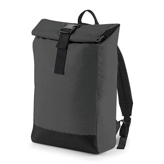 [1000242766] Reflective Roll-Top Backpack [BG138] (Black Reflective)