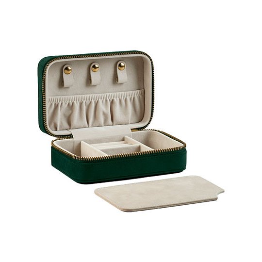 [1000399327] Velvet Travel Jewellery Box [BG710] (Dark Emerald)