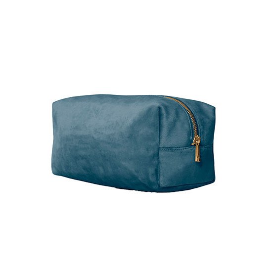 [1000399330] Velvet Toiletry/Accessory Case [BG716] (M (23 x 11 x 11 cm), Blue Topaz)
