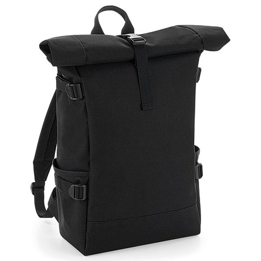 [1000264821] Block Roll-Top Backpack [BG858] (Black / Black)