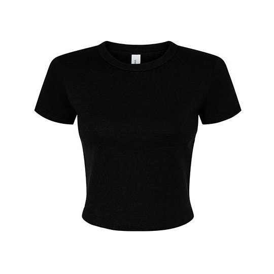 [1000358204] (1010) Women´s Micro Rib Baby Tee [BL1010] (XS, Solid Black Blend)