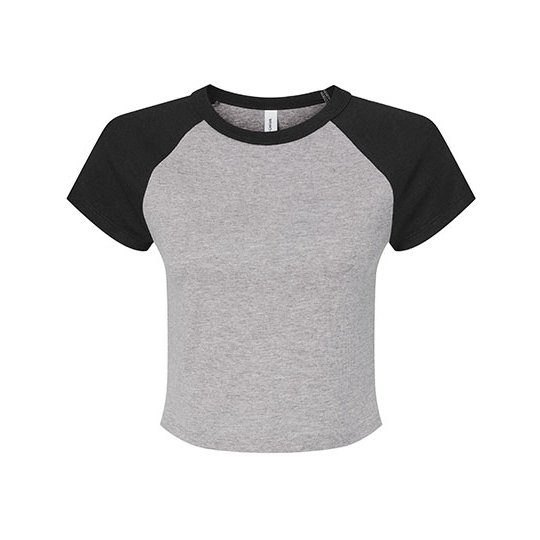 [1000358819] (1201) Women´s Micro Rib Raglan Baby Tee [BL1201] (XS, Athletic Heather / Black)