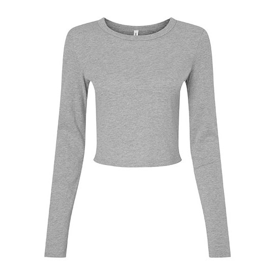 [1000358909] (1501) Women´s Micro Rib Long Sleeve Baby Tee [BL1501] (XS, Athletic Heather)