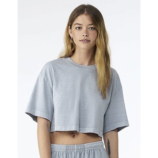 [1000412983] (6882GD) Women´s Heavyweight Washed Cropped Tee [BL6882GD] (S, Light Washed Denim)