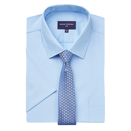 [1000205775] (7743) Vesta Short Sleeve Shirt [BR691] (14.5 (37), Blue)