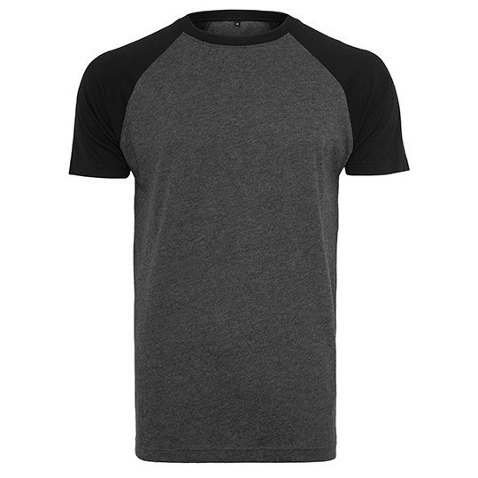 [1000035648] Raglan Contrast Tee [BY007] (S, Charcoal (Heather) / Black)