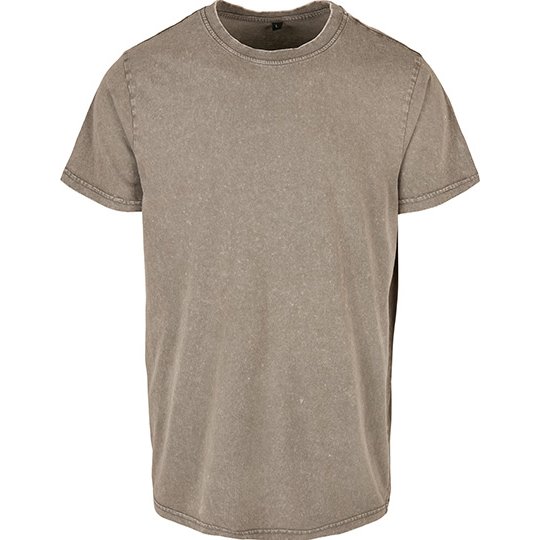 [1000325448] Acid Washed Round Neck Tee [BY190] (XS, Dark Khaki)