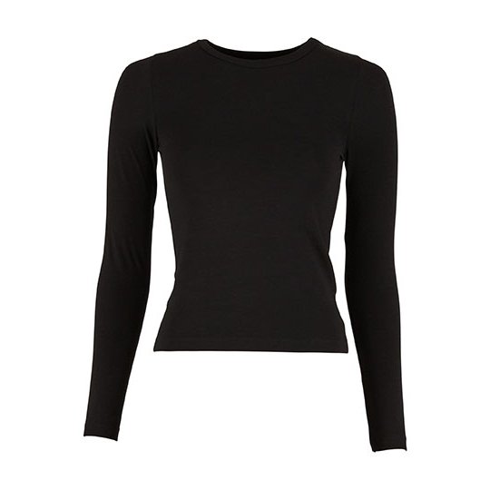 [1000414631] Ladies Ultra Slim Longsleeve [BY446] (XS, Black)