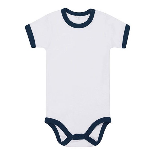 [1000036436] Baby Ringer Bodysuit [BZ19] (3-6 months, White / Nautical Navy)