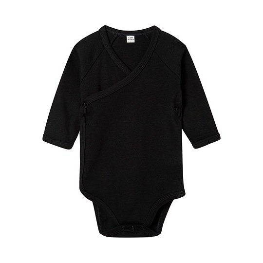 [1000326267] Baby Long Sleeve Kimono Bodysuit [BZ60] (0-3 months, Black)