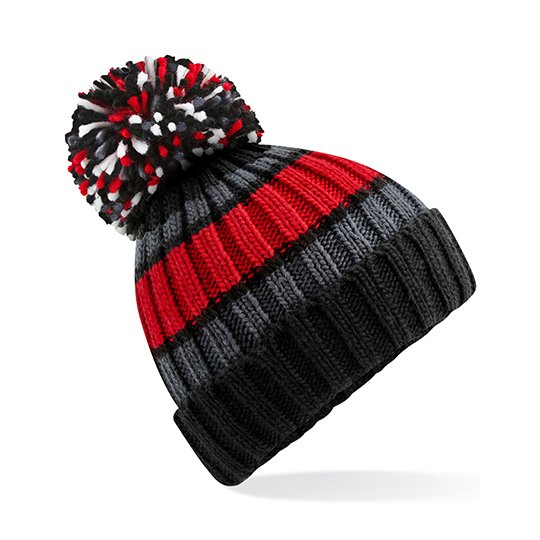 [1000322805] (B392) Hygge Striped Beanie [CB392] (Black Cherry)