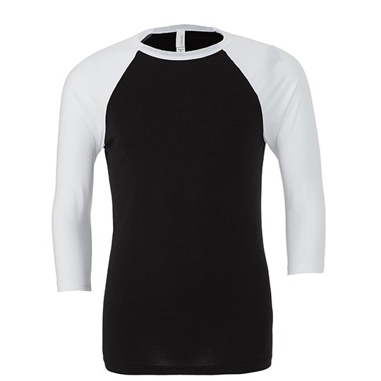 [1000043560] (3200) Unisex 3/4 Sleeve Baseball T-Shirt [CV3200] (XS, Black / White)