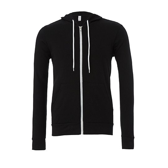 [1000044298] (3739) Unisex Poly-Cotton Fleece Full-Zip Hoodie [CV3739] (XS, Black)