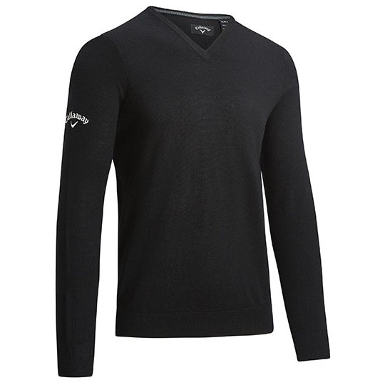 [1000396949] (CGGS80Z2) Men´s V-Neck Merino Sweater [CW353] (S, Black Onyx)