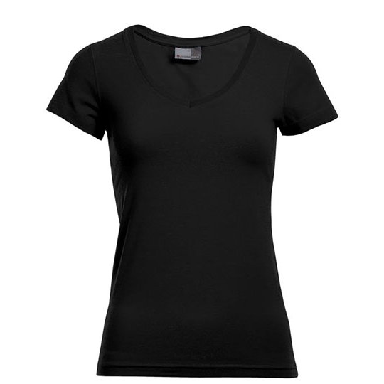 [1000049187] (3086) Women´s Slim Fit V-Neck-T [E3086] (XS, Black)