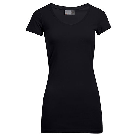 [1000049224] (3087) Women´s Slim Fit V-Neck-T Long [E3087] (XS, Black)
