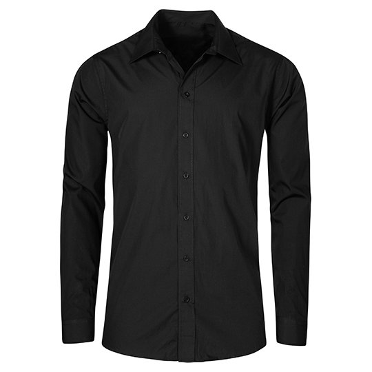 [1000207970] (6310) Men´s Poplin Shirt Long Sleeve [E6310] (S, Black)
