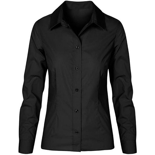 [1000208002] (6315) Women´s Poplin Shirt Long Sleeve [E6315] (XS, Black)