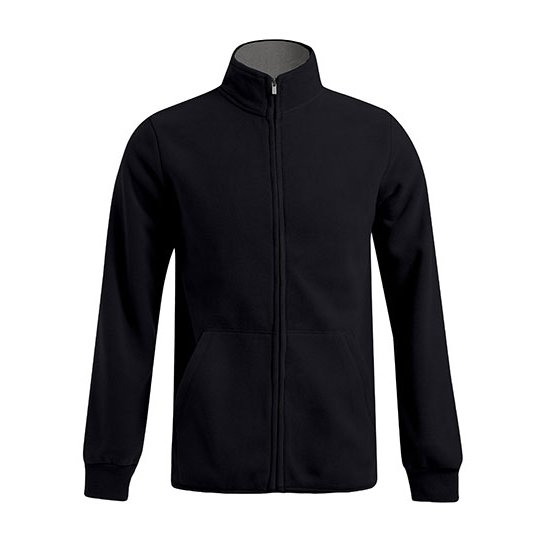 [1000053663] (7971) Men´s Double Fleece Jacket [E7971] (S, Black / Light Grey (Solid))